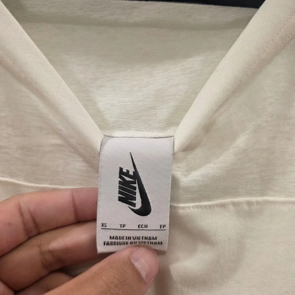 Nike Sportswear Sail White Sheer Mesh Yoke T-Shirt Women XS Summer Oversized